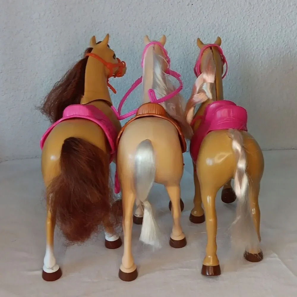 Barbie Horse Lot Pink Brown  Saddles Stable Replacement Brushable Hair